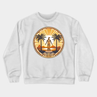 Ancient Egypt, Tropical Vacation: Exotic Palm Landscape in Vector Crewneck Sweatshirt
